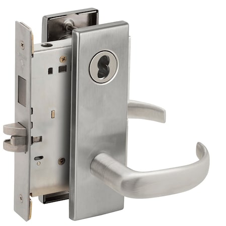 Schlage Corridor Mortise Lock with Deadbolt, 17N Design, SFIC Prep, Less Core, Satin Chrome L9456B 17N 626